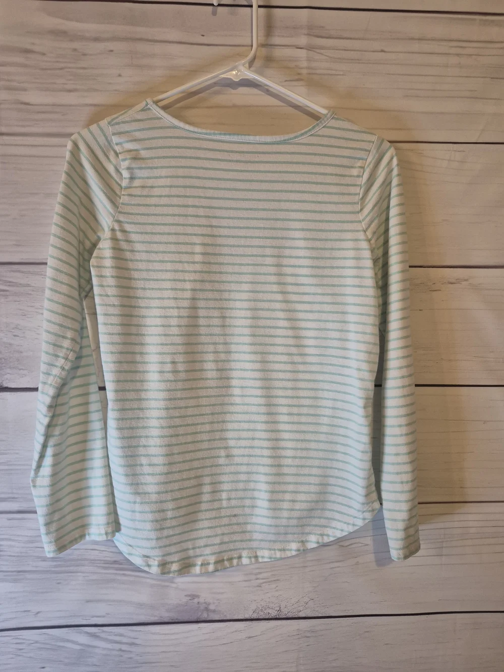The Children's Place Mint and White Striped Sequin Graphic Long-Sleeve Tee